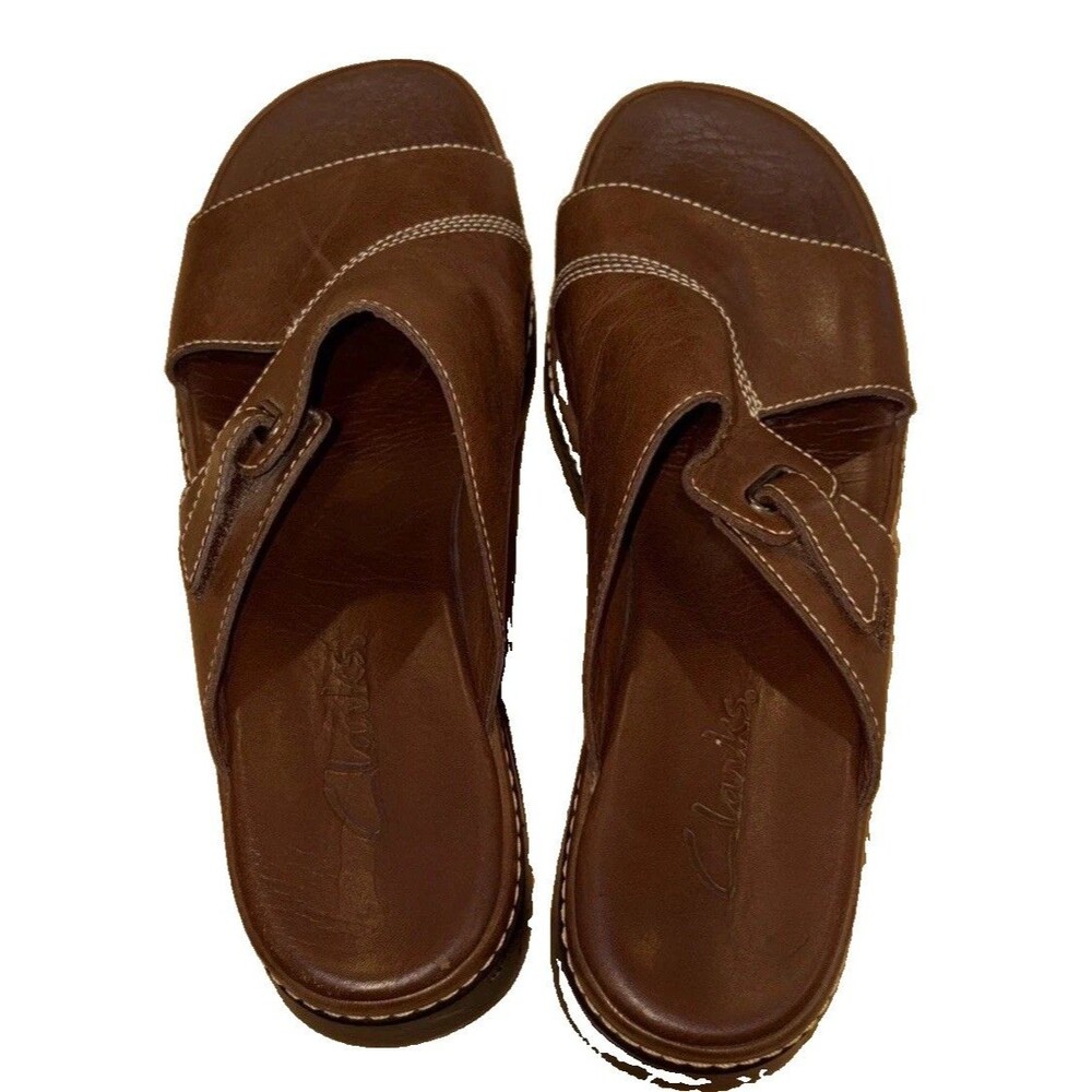 Clarks Loomis Gale Sandals Women’s Size 8.5 Legacy Comfort Series Brown Leather - Picture 2 of 13